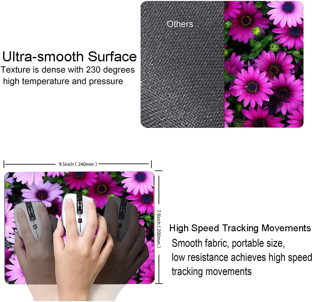 Mouse Pad, Premium-Textured Mouse Mat, Non-Slip Rubber Base Mousepad for Laptop, Computer & PC,9.5×7.9 in,African Daisy