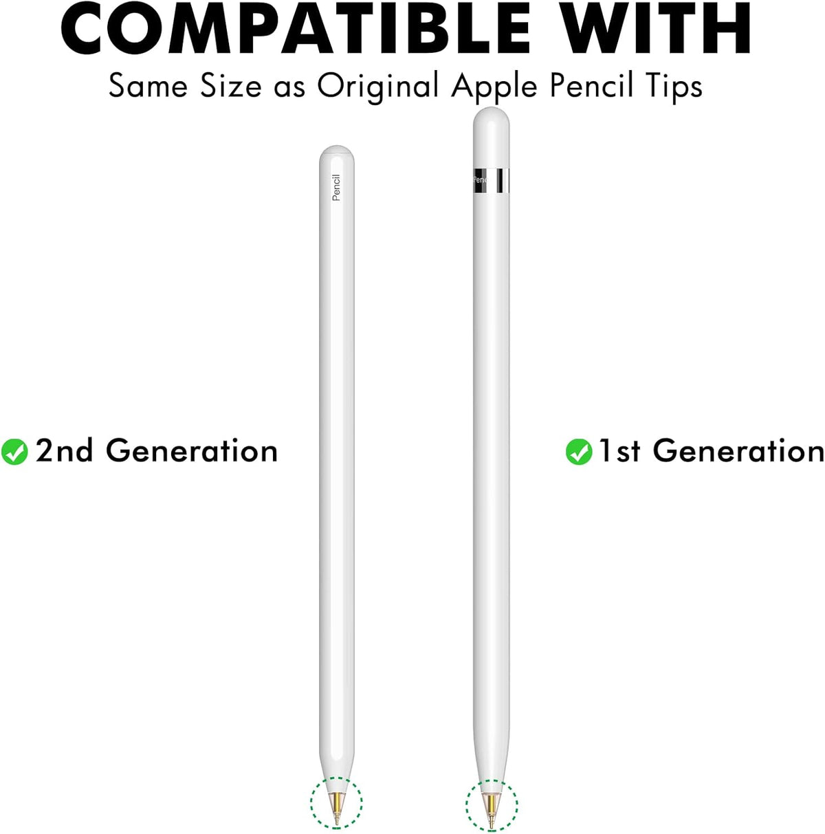 NIUTRENDZ 4 Pack Replacement Tips for Apple Pencil 2nd Generation and 1st Generation Fine Point Metal Tip, Wear-Resistant & Precise Control (1.95mm, White + Pink)