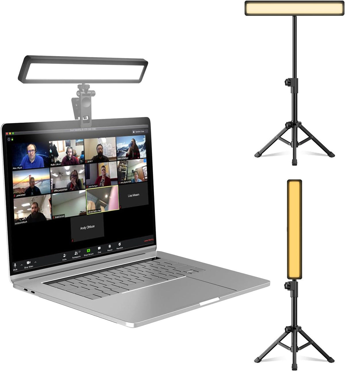 Video Conference Lighting with Tripod for Laptop&Computer -Webcam Light for Streaming-Zoom Lighting with 3 Dimmable Color & 10 Brightness Level for Self Broadcasting and Live Streaming