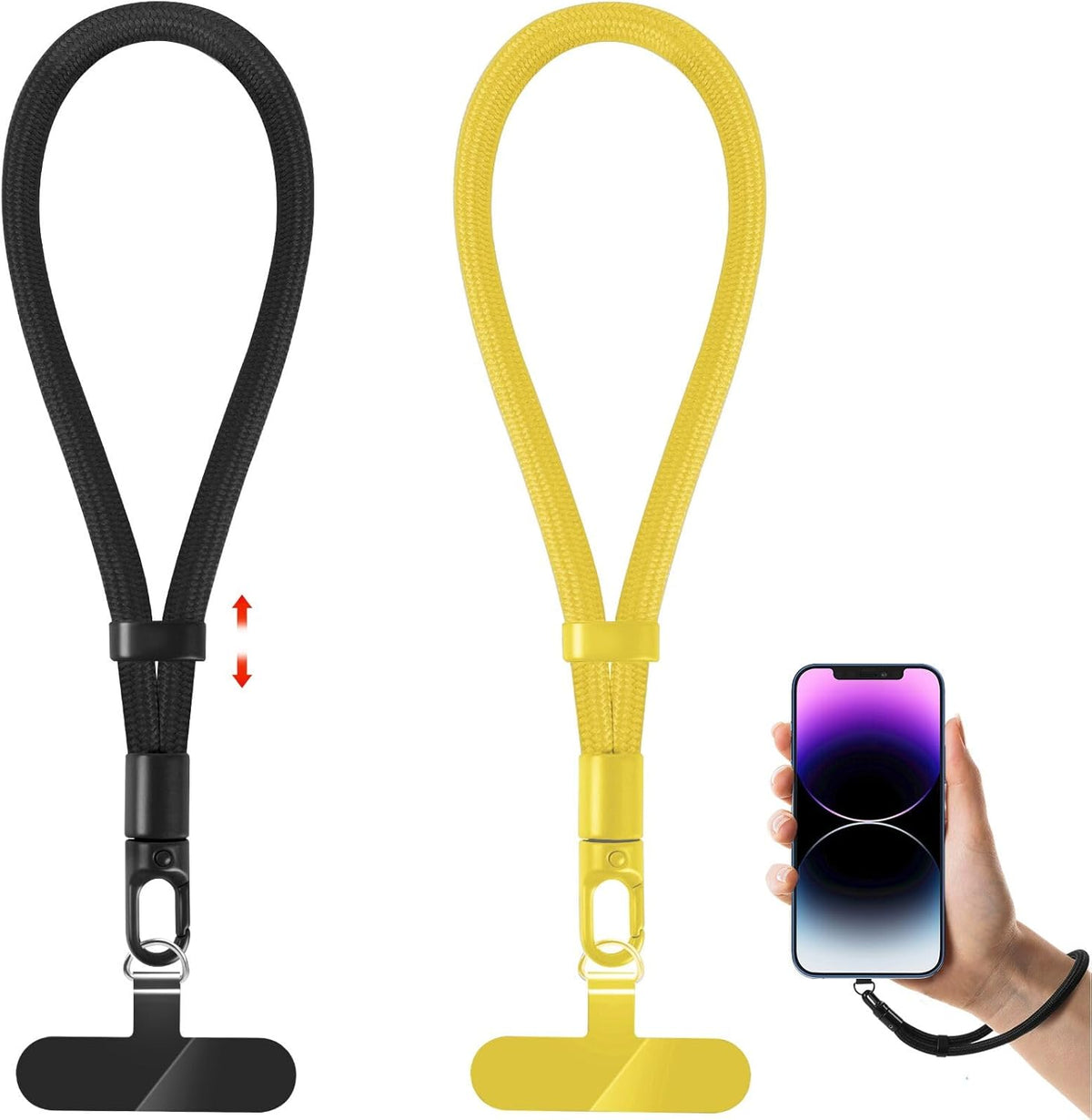 Phone Lanyard, 2 Pack Adjustable Cell Phone Lanyard Strap, Hand Wrist Strap Lanyard with Tether Tabs for Smartphones
