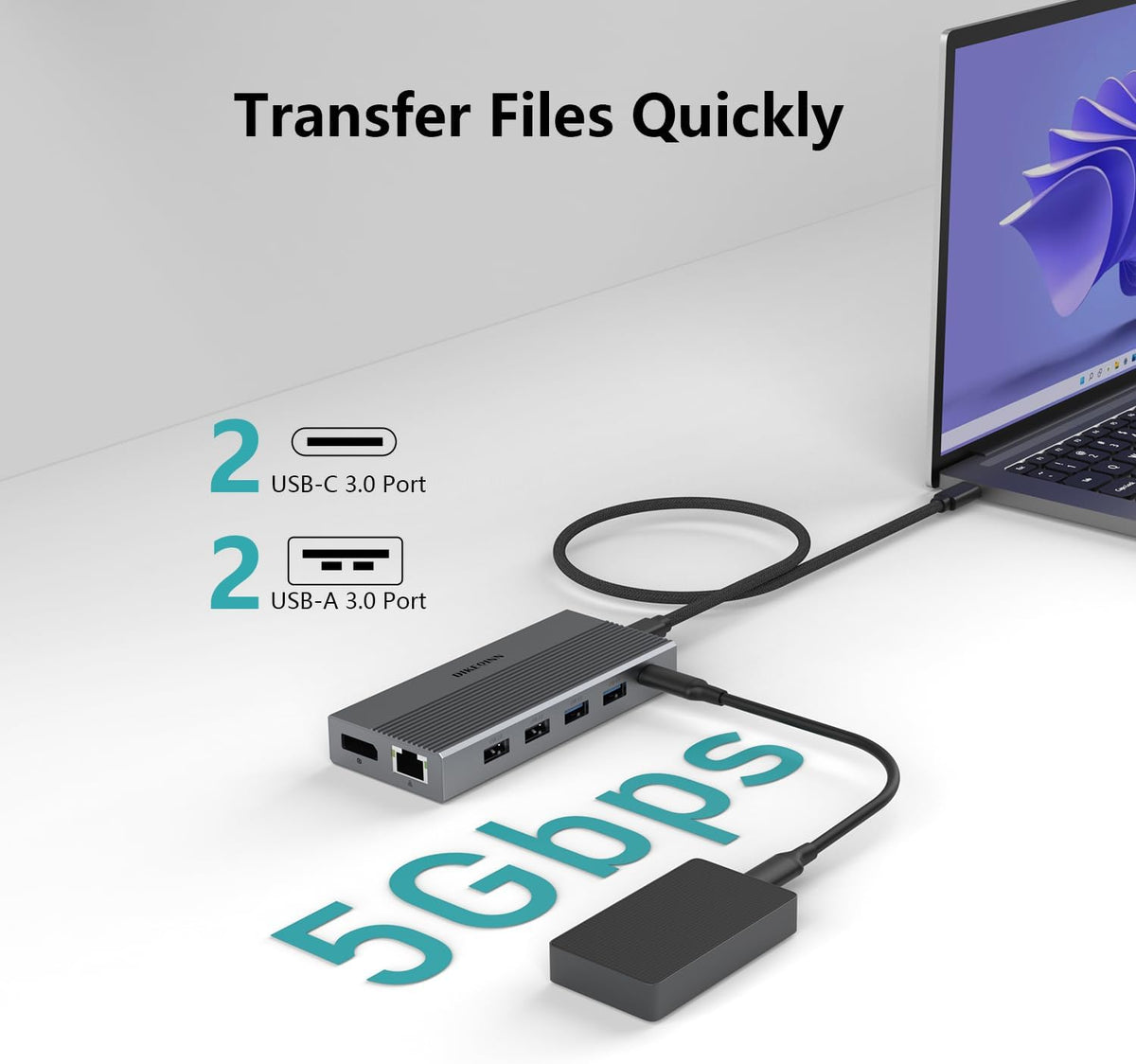 13-in-1 USB C Docking Station: Triple 4K Display, 100W Power Delivery, 5Gbps Data Ports, SD/MicroSD Slot - for Dell XPS, HP Laptops & ThinkPad