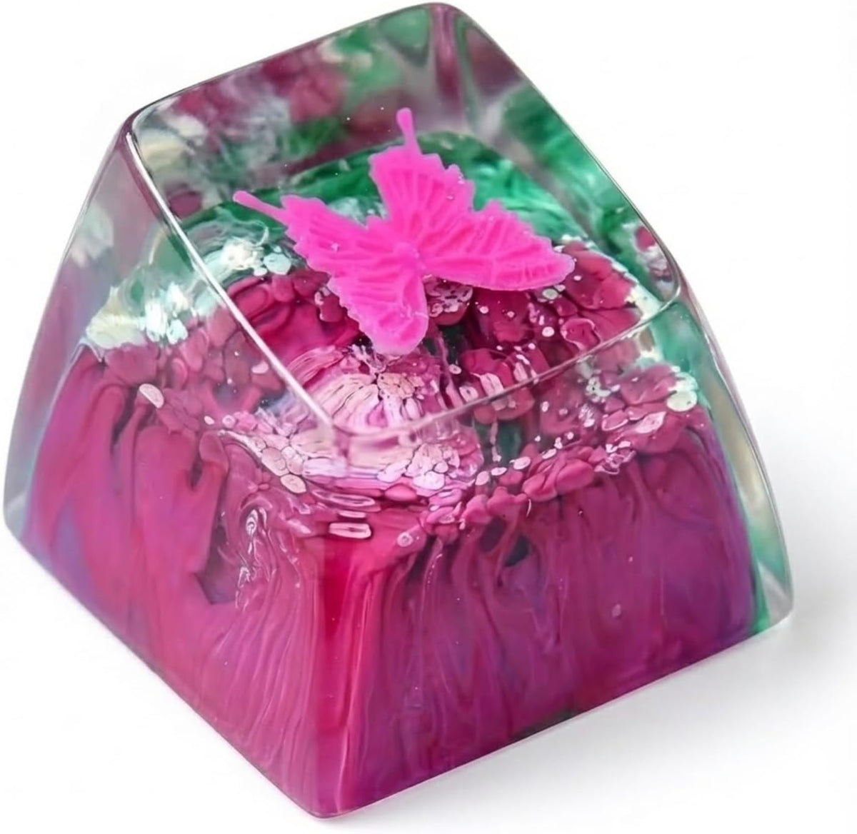 GIKZO R1 1U Pink Butterfly Artisan Keycap Enchanted Forest SA Profile Custom Keycaps ESC Handmade Gaming Resin Key Cap