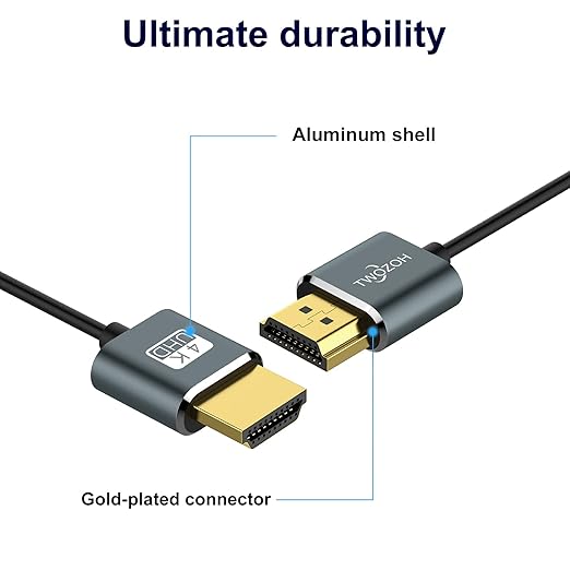 Twozoh Slim 4K HDMI Cable 1.6FT 10 Pack, Ultra Thin & Flexible Skinny HDMI to HDMI 2.0 Cord Support 4K/60HZ 18gbps Laptop, Monitor, PS5, PS4, Xbox One, Fire TV