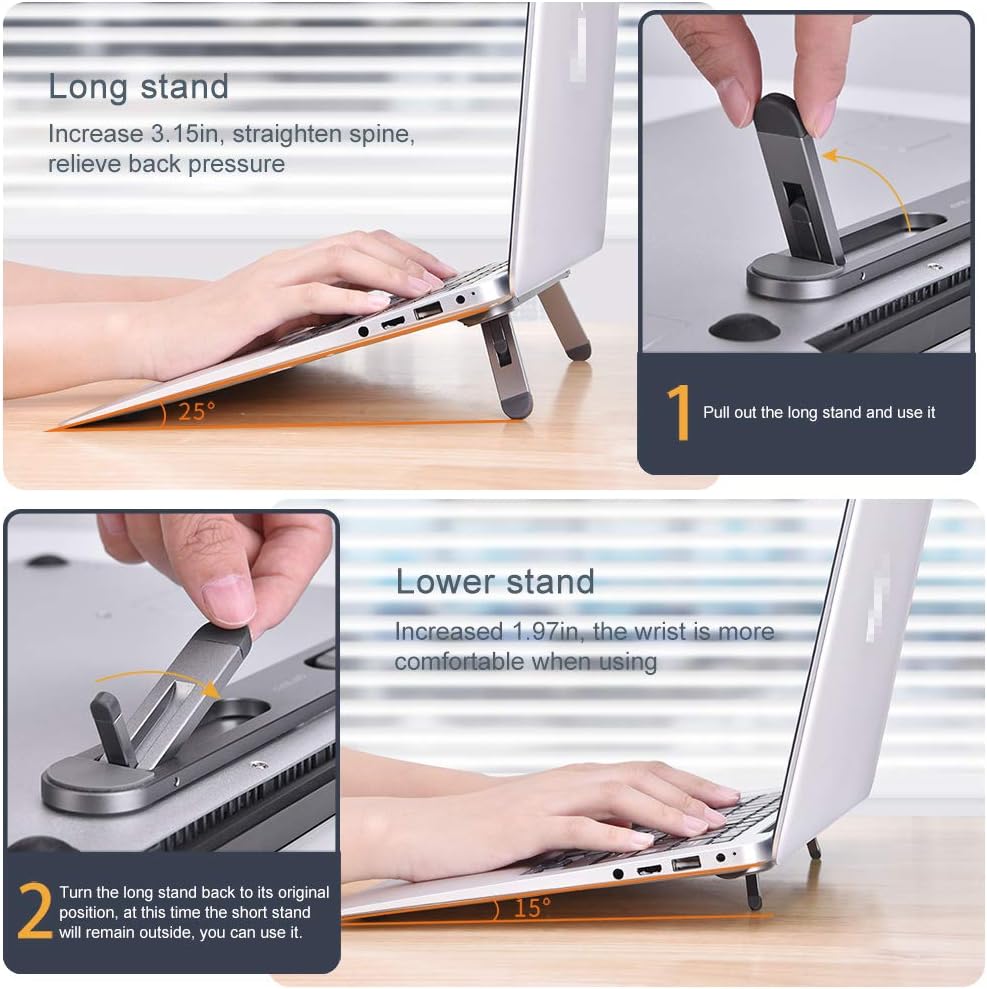 Laptop Stand for Desk,Laptop Cooling Stand,Keyboard Riser, Ergonomic Laptops Elevator for Desk, Laptop Riser Compatible with MacBook Air Pro, with Dell, with HP, More 10-15.6” Laptops