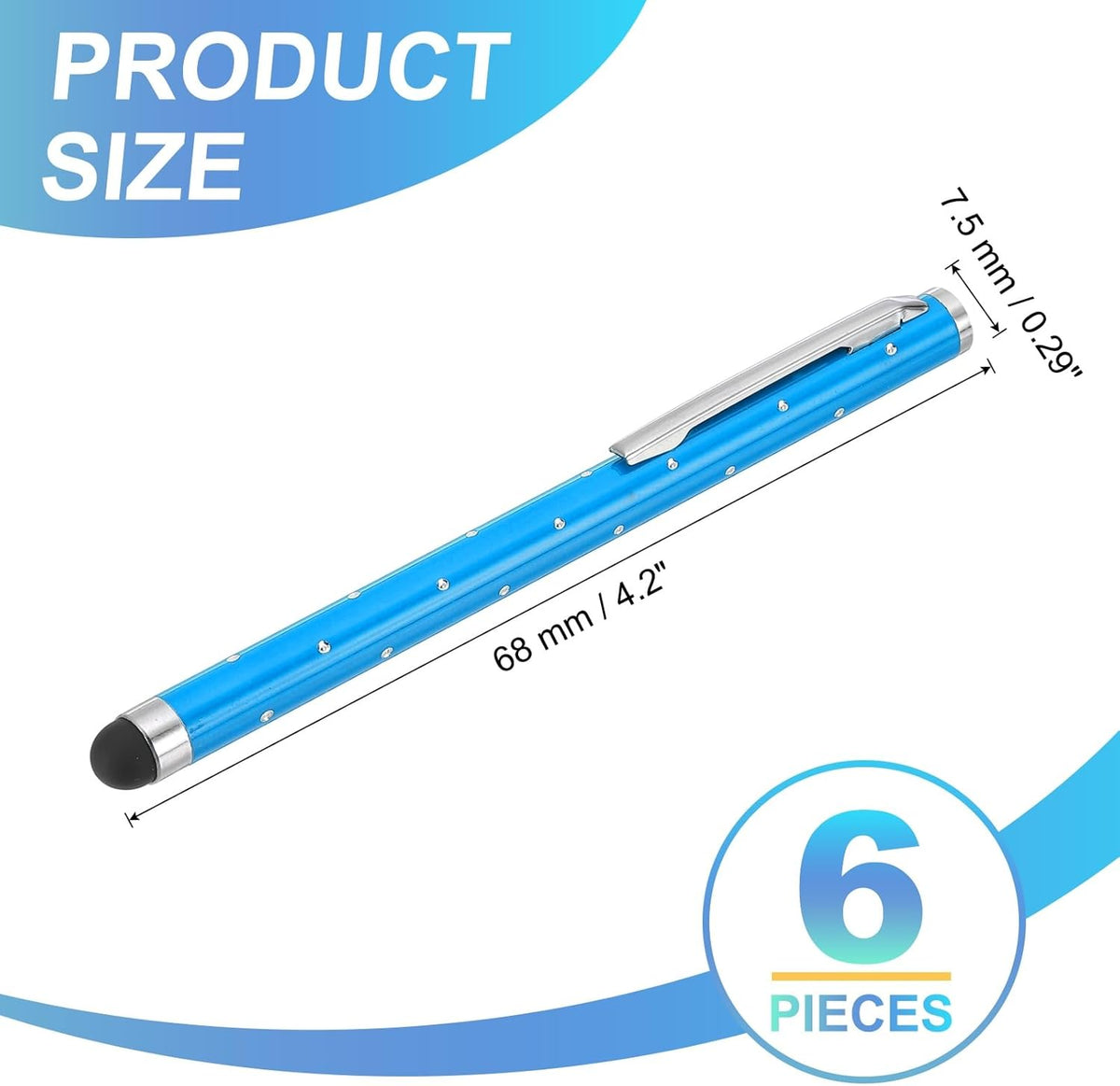 PATIKIL Stylus Pens for Touch Screens, 6 Pcs High Precision Universal Bling Stylus Crystal Metal Capacitive Pen for Touch Screen Devices Phone Tablets Laptop, Blue