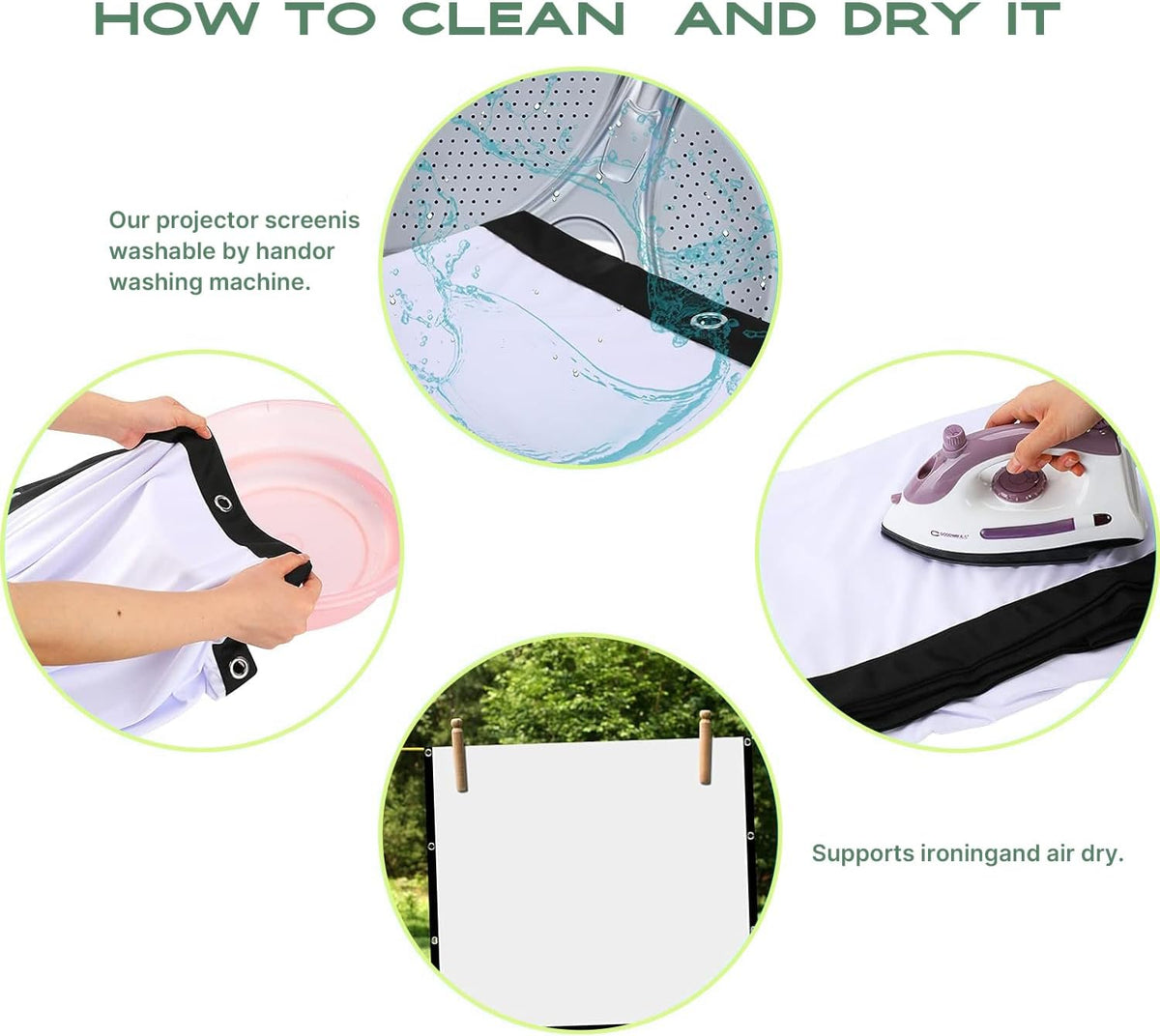 AAJK 120 inch, 16:9 Outdoor Projector Screen Washable Projector Screen Foldable Anti-Crease Portable Projector Movies