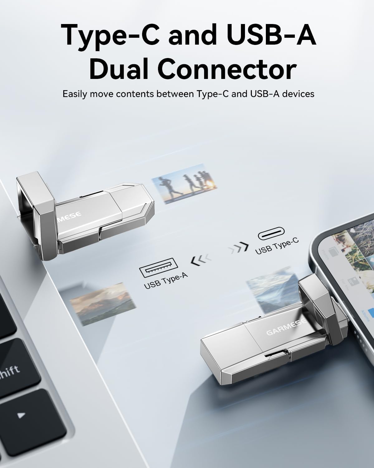 512GB USB C Flash Drive Up to 450MB/s Read Speed, External SSD USB 3.2 Gen 1 Thumb Drive 2-in-1 Memory Stick Data Storage Compatible with Smartphone Tablet Computer