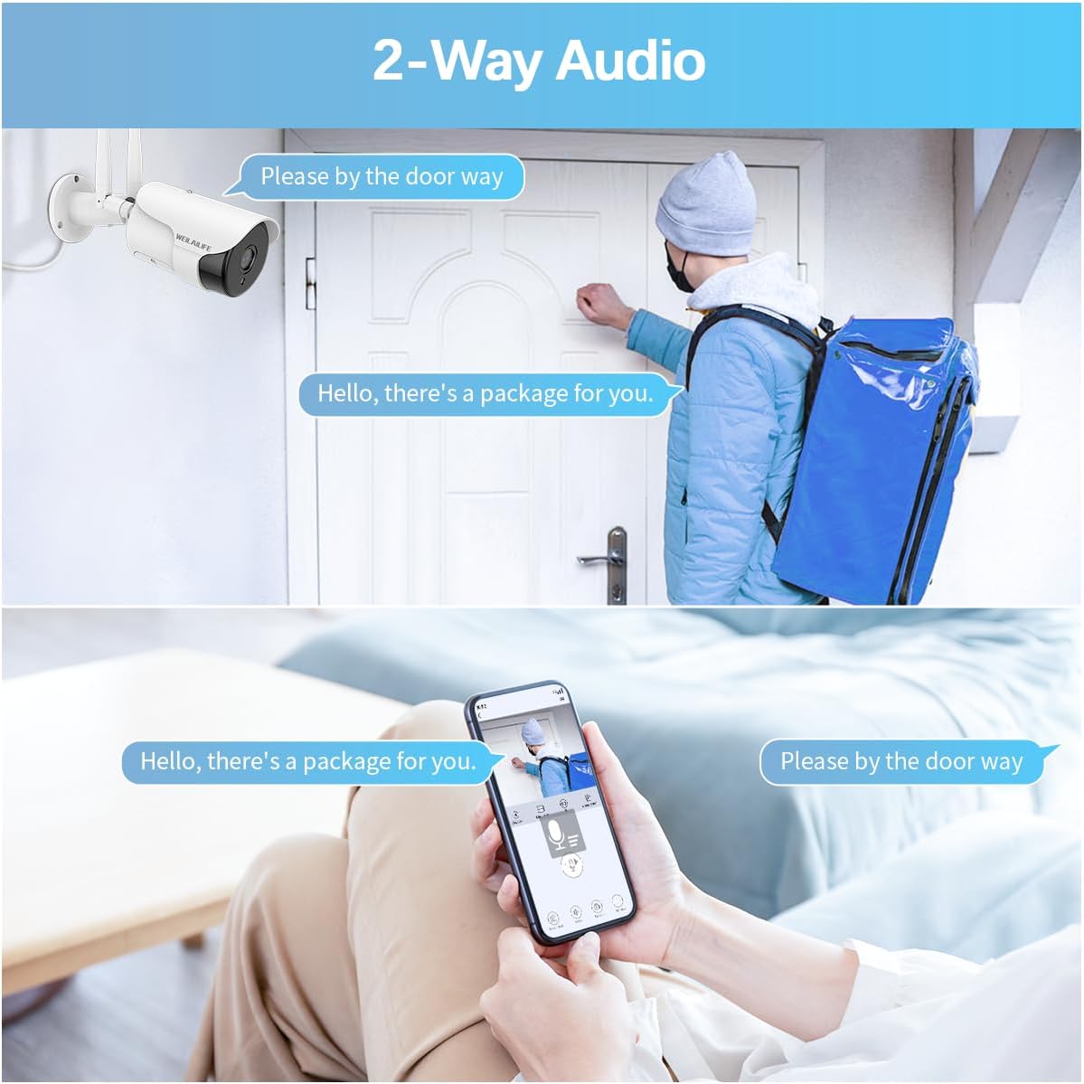 【130° Wide-Angle & 2-Way Audio】 Outdoor Wireless Security Camera System, WiFi Video Surveillance, Home Security Cameras