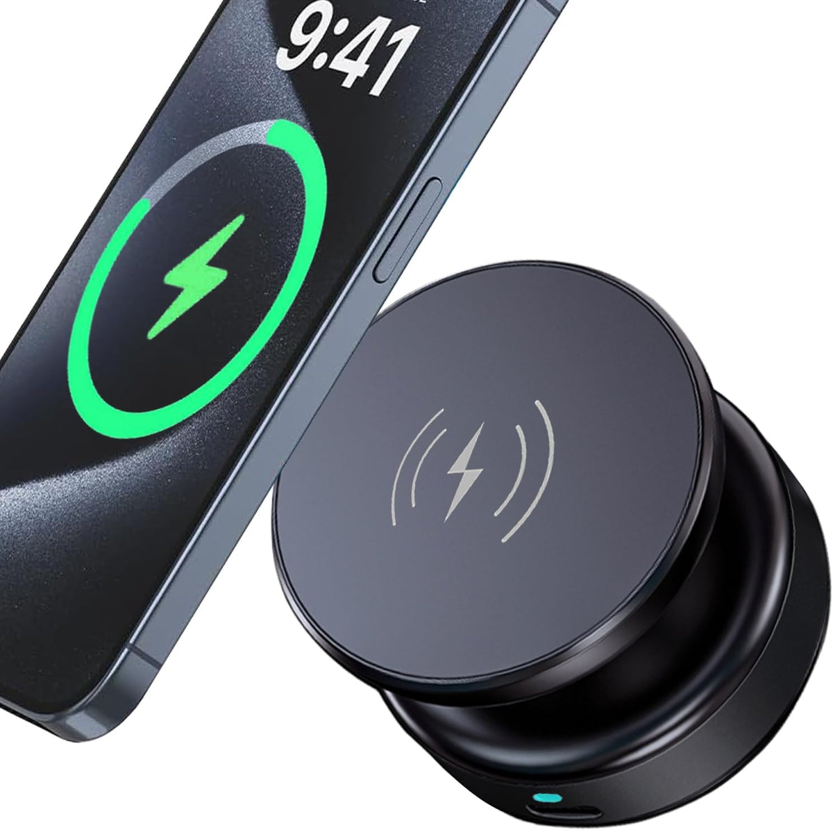 15W Wireless for MagSafe Car Mount Charger, 360° Adjustable Vacuum Magnetic Phone Holder Car Charger for iPhone 16 15 14 13 12, Suction Cup Phone Mount for Gym/Mirror