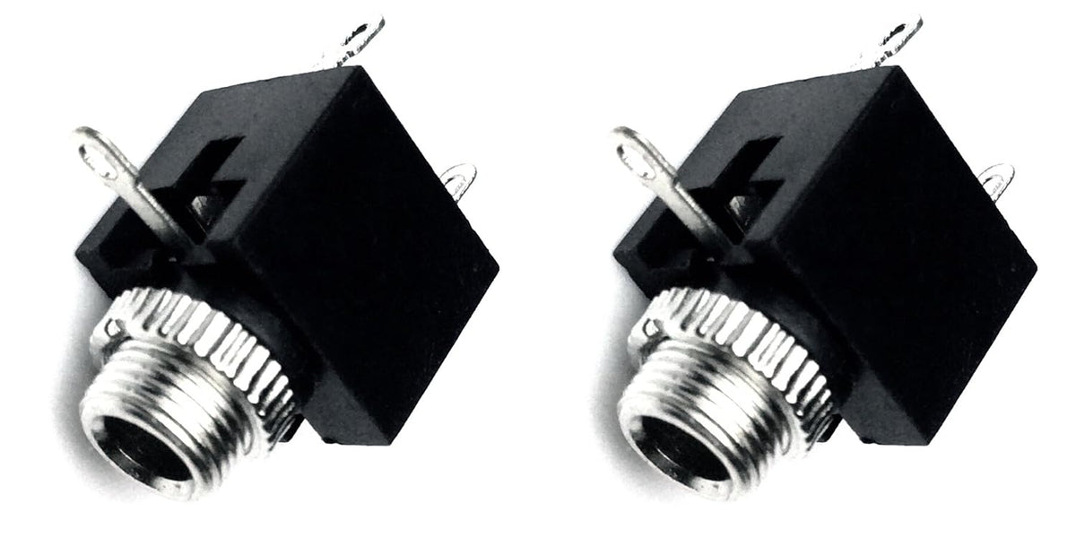 3.5mm 2 Pack CESS Black Mono TS Socket, Soldering Type, Panel Chassis Mount