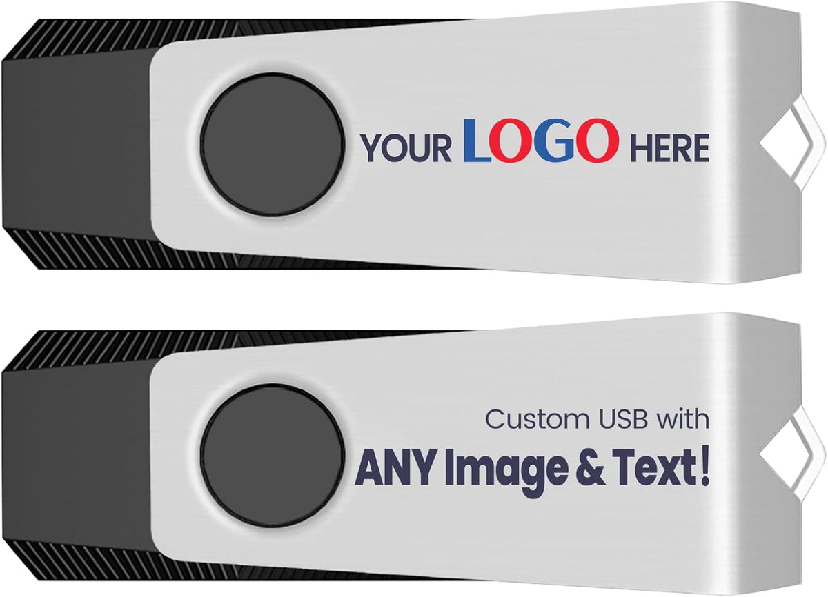 Customizable Flash Drives 32GB, Wooolken Personalized USB 2.0 Drive 10/20/50/100 Pack, Custom Thumb Drive Engraved Logo USB Drive (Mixcolors)