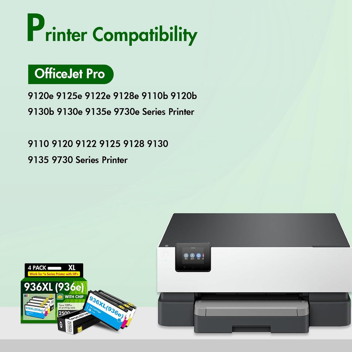 936XL 936 9125e Ink Cartridges Combo Pack: Replacement for HP 936e Ink 936XL Black and 936 Color Combo Pack for HP OfficeJet Pro 9120e 9730e 9130 9135e 9122e 9128e 9110b 9120b 9130b 9130e Printer
