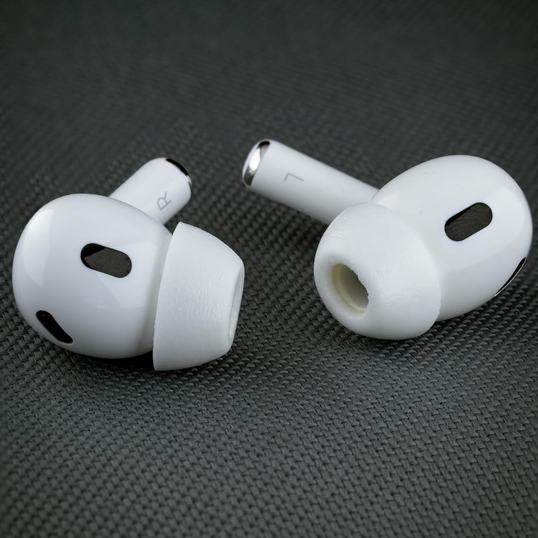Comply TrueGrip MAX | Premium Memory Foam Replacement Earbud Tips for Apple AirPods Pro 1 & 2 | Long Lasting Comfort, Extreme Durability, Secure Fit, Superior Noise Isolation| White (Large) (3 Pairs)