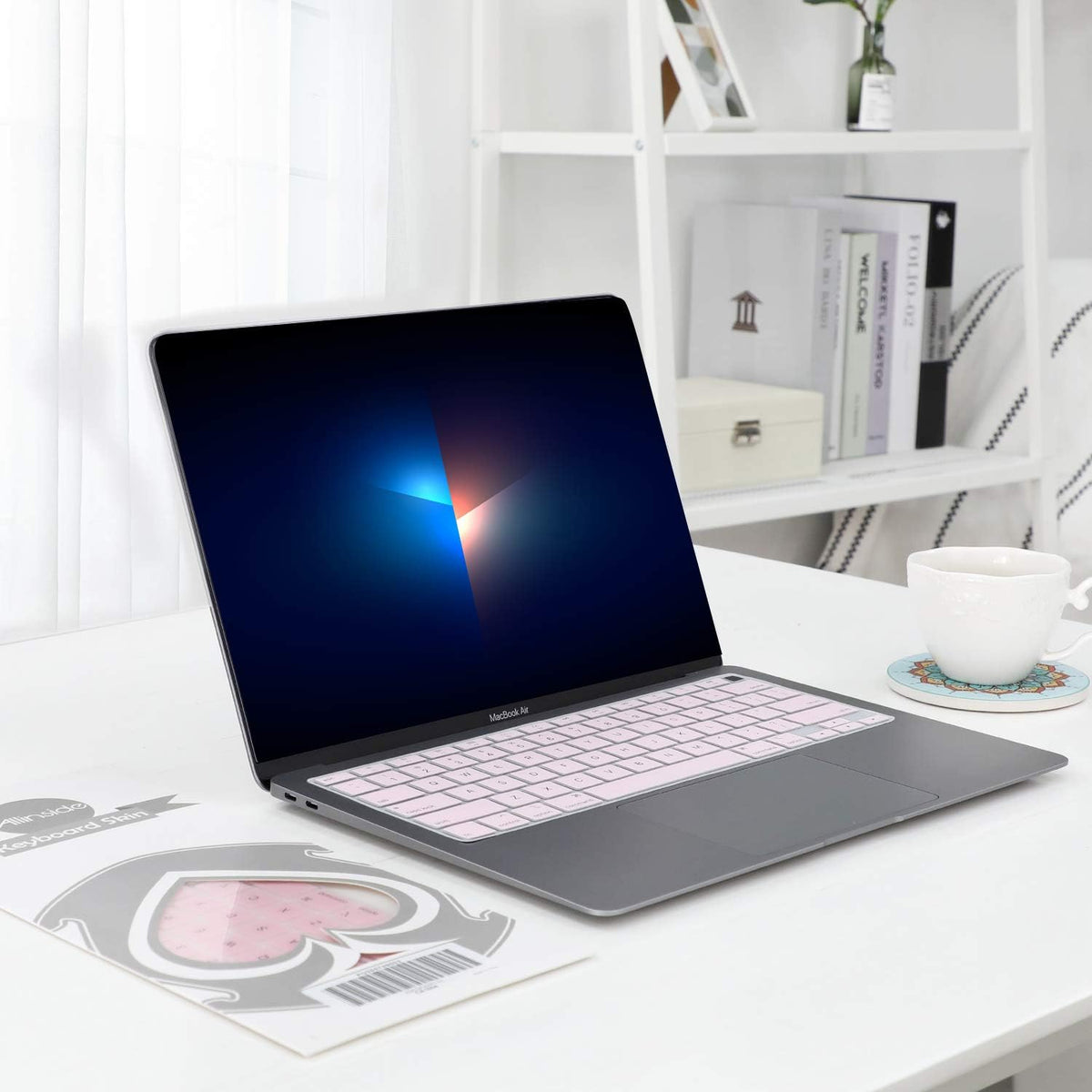 Allinside Silicone Keyboard Cover for New MacBook Air 13 inch A2179 Released in 2020 with Touch ID and Retina Display US Version, Light Pink