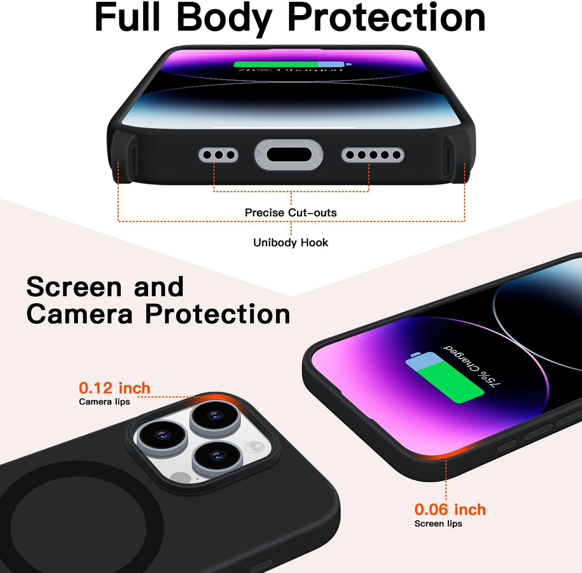 for iPhone 15 Pro Max Case with Lanyard [Compatible with MagSafe], Crossbody Phone Case with Neck Strap Adjustable, Magnetic Phone Cover for iPhone 15 Pro Max 6.7'' Black