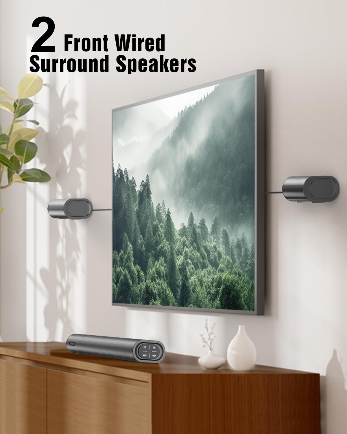 Hiwill 4.1ch Sound Bar with Dolby Atmos, 300W Sound Bar for Smart TV with Subwoofer, 2 Front Surround Speakers, Soundbar for TV Speaker, Adjustable Bass, Surround Sound System for TV, HiElite A41