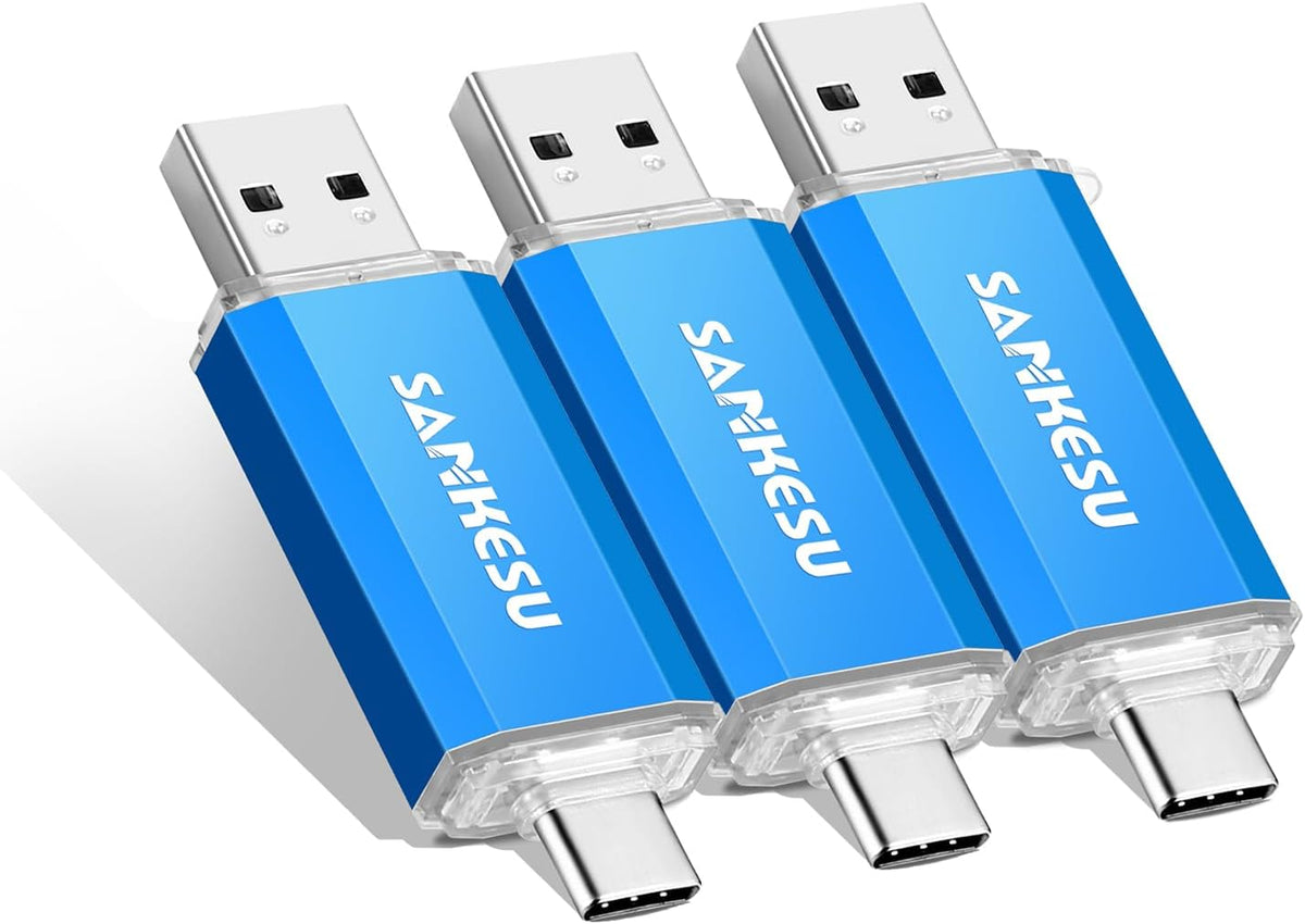 64GB 3 Pack 2-in-1 USB C Flash Drive Type-A+Type-C 3.1 Dual Drive OTG,Speed Up to 120MB/s USB C Storage Flash Drive Compatible with iPhone 16/15, Android Smartphone/Tablets/Computers