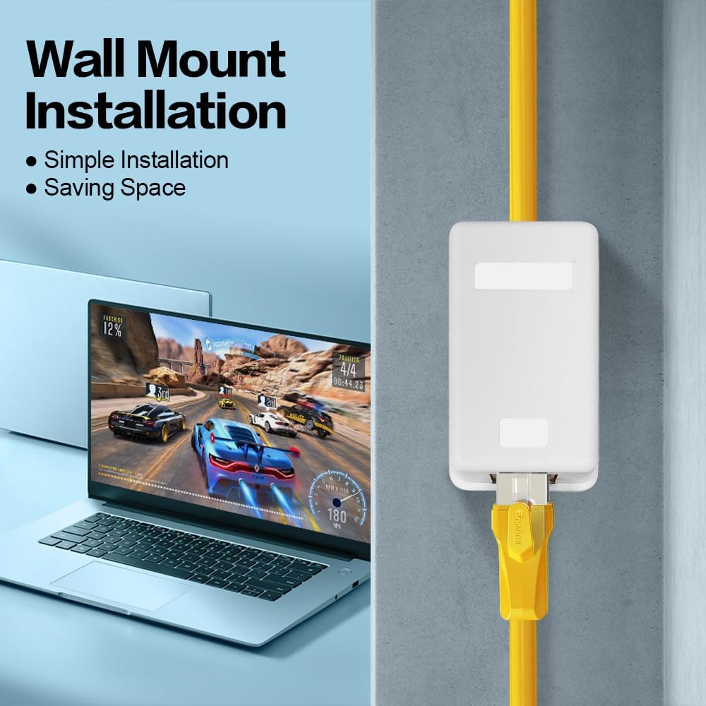 1 Port Keystone Jack Surface Desk Mount/Wall Mount Box 5-Pack White