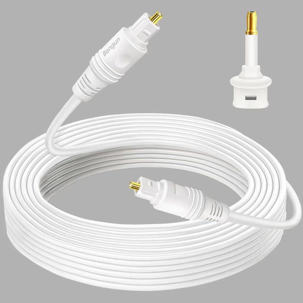 60 Bar/TV/PS4/Xbox feet White Optical Audio Cable, Slim Toslink Digital Fiber Optic Audio Cord for Sound