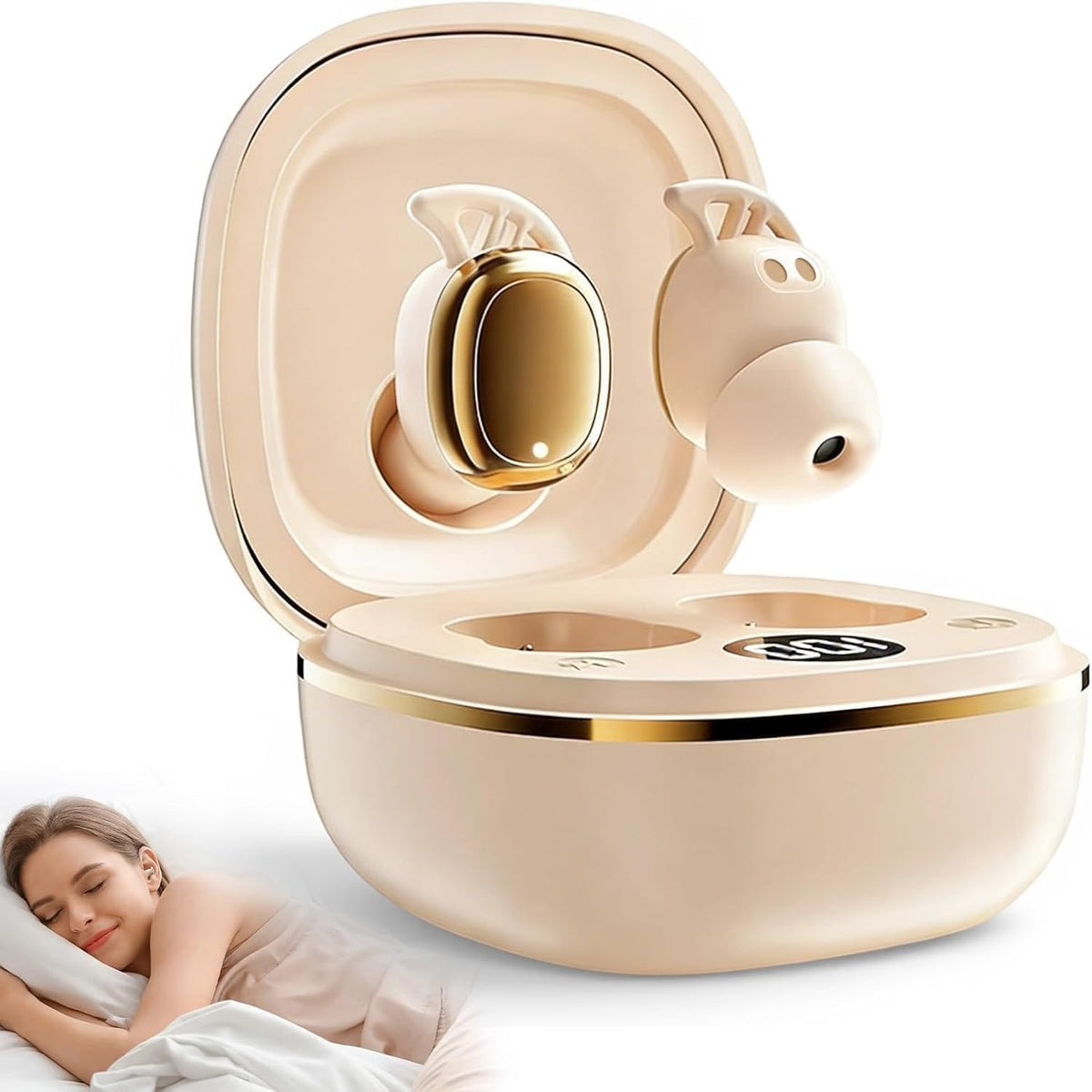 6.0 Sleep Earbuds for Side Sleepers, Invisible Sleep Headphones, ENC Noise Blocking, Wireless Bluetooth with LED Power