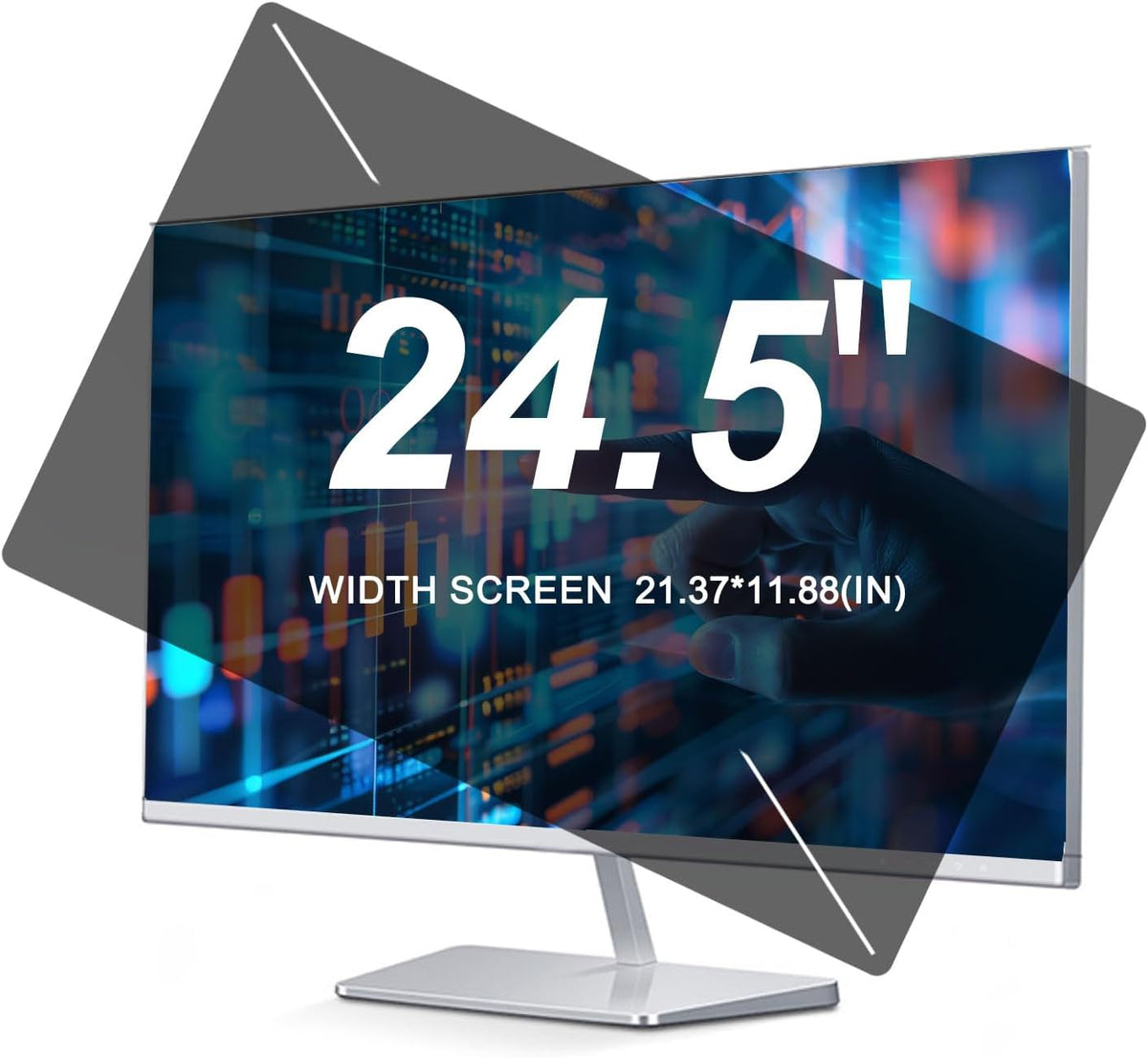 Computer Privacy Screen 24.5 Inch Removable Privacy Shield Anti Glare Monitor Protector, Two Installation Method, 16:9 Aspect Ratio Widescreen, Anti-Glare/Anti Blue Light/Anti Scratch Film