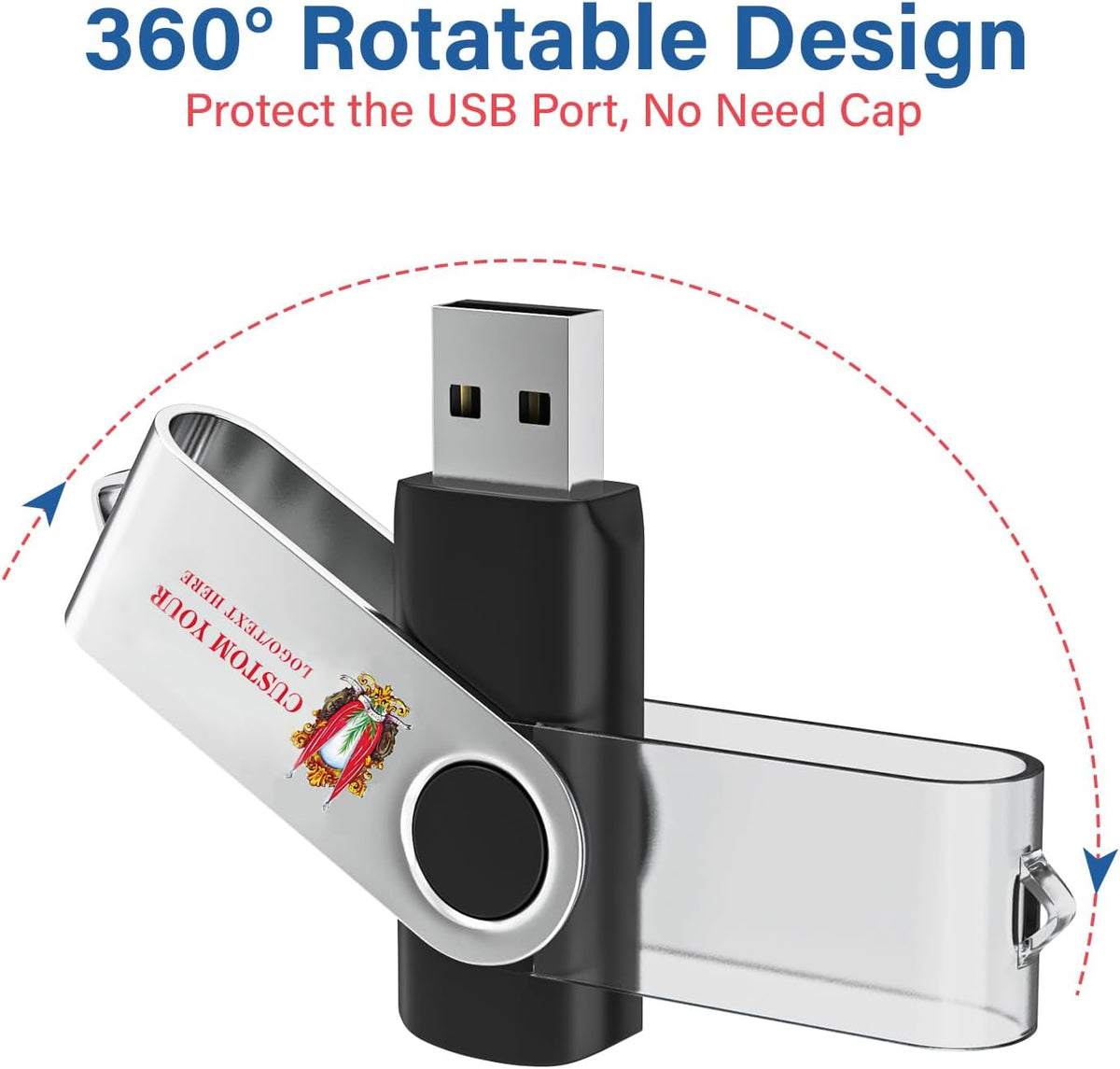Personalized Flash Drives 2GB, Wooolken Customizable USB 2.0 Thumb Drives 10/20/50/100 Pack, Logo Memory Stick Custom Flash Drive Engraved Logo (Mixcolors)