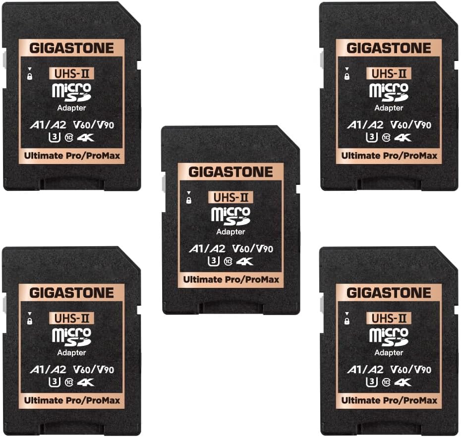 Gigastone 5-Pack UHS-II MicroSD to SD Memory Card Adapter, Camera Ultimate Adapter