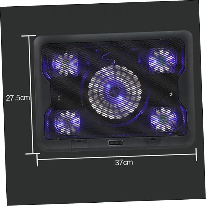 Lurrose Laptop Cooling Pad with 5 Fans USB Powered Notebook Cooler Base for Rapid Cooling Anti-Skid Adjustable Stand Suitable for Travel and Gaming Laptops Black