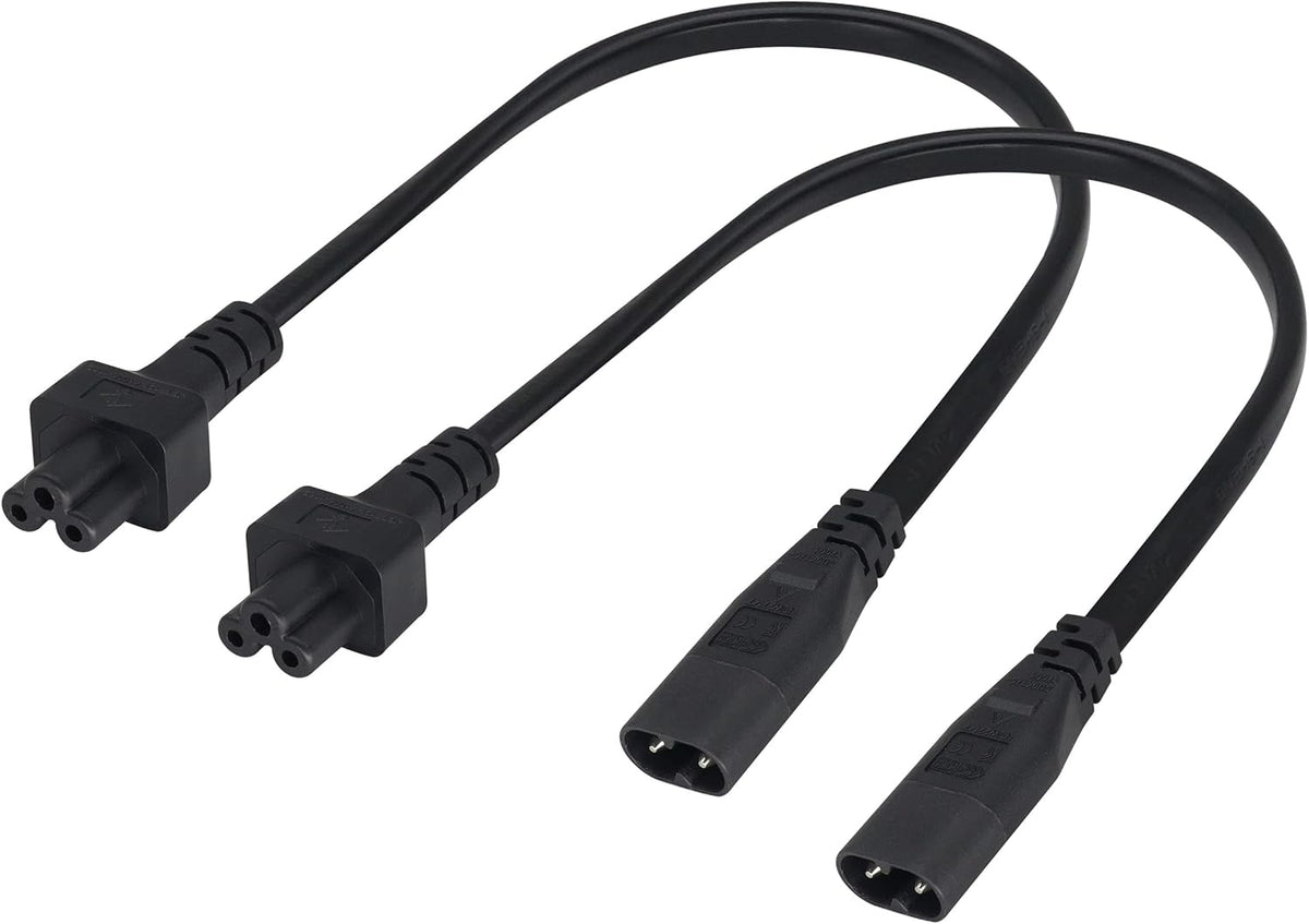 AAOTOKK (2 Pack) 320 C8 C5 Cable,7.5A 125V 8 3Pole etc(33Cm/1ft)(C5 C8) IEC to AC Adapter Figure Male to Mickey Mouse