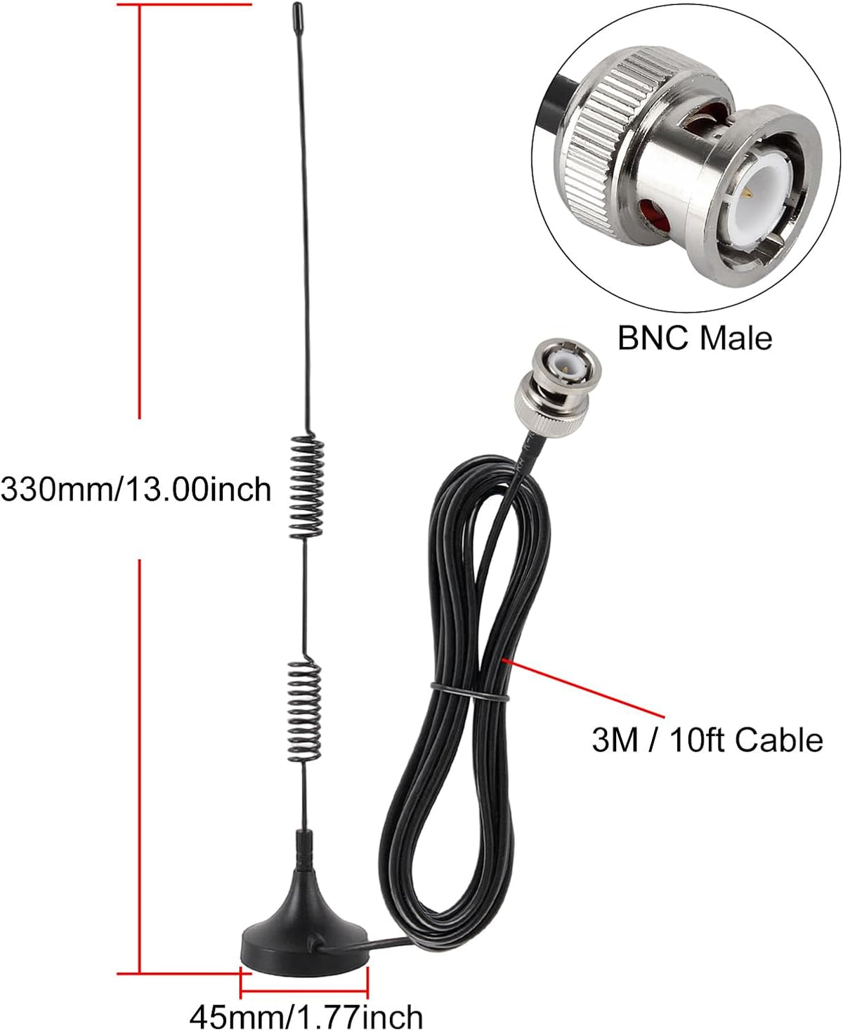 ACEIRMC 2pcs VHF UHF Ham Amateur Radio Police Scanner Antenna Magnetic Base BNC Male Antenna Compatible with Uniden