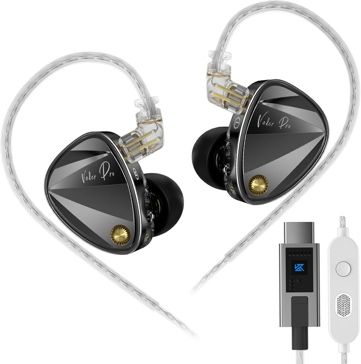 KZ Vader Pro USB C Headphones, in-Ear Monitors Triple Dynamic Driver IEM for Samsung S25 S24 S23 FE S22 S21 S20 A53 A54 Type C Noise Isolating Fit IEM Built-in DSP with EQ for iPhone 16 Pro (Type-C)