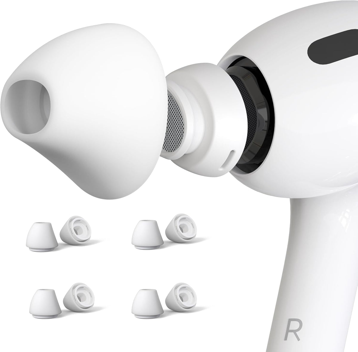 4 Pairs Ear Tips for AirPods Pro 1 & 2 [Relief Pain] [Fit in Case] Noise Cancellation Add Grip Sport Earbuds [US Patent Registered] (Medium)