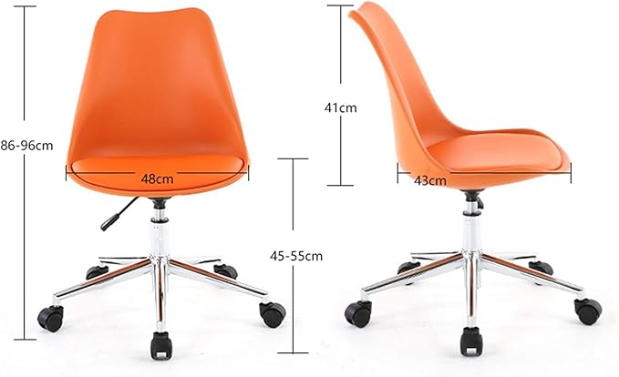 Mlaea Apartment Dining Chair Classroom Dormitory Hotel Chair with Rolling Wheels Backrest Computer Racing Gaming Chair 48 * 43 * 86-96CM(Color:#1)