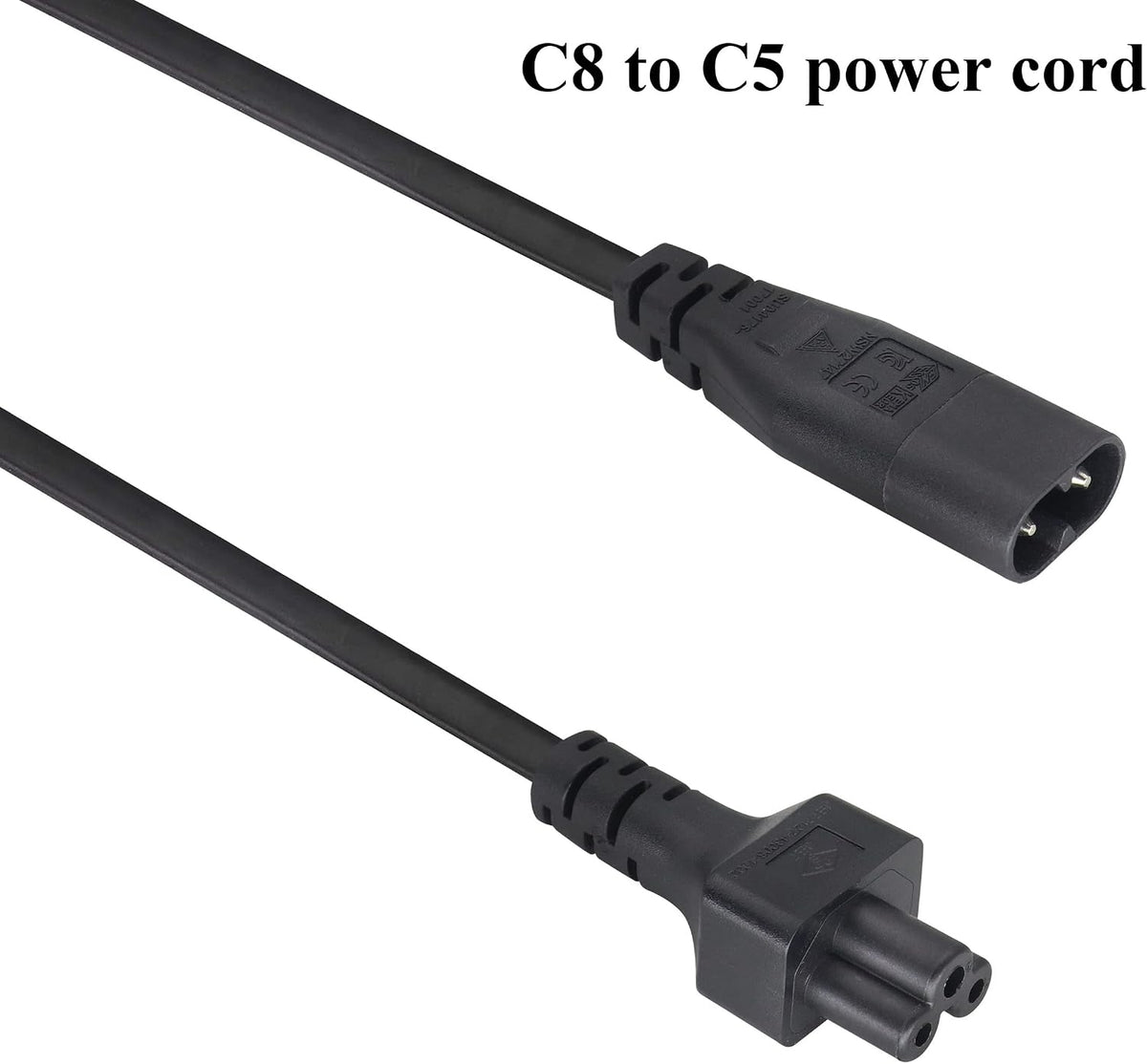 AAOTOKK (2 Pack) 320 C8 C5 Cable,7.5A 125V 8 3Pole etc(33Cm/1ft)(C5 C8) IEC to AC Adapter Figure Male to Mickey Mouse