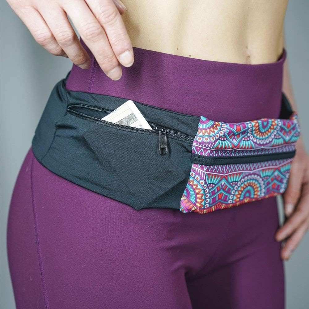 3 Pocket Adjustable Running Belt Waist Pack, Fanny Pack For Working Out With Sweat Resistant Backing, Holds All iPhone Models