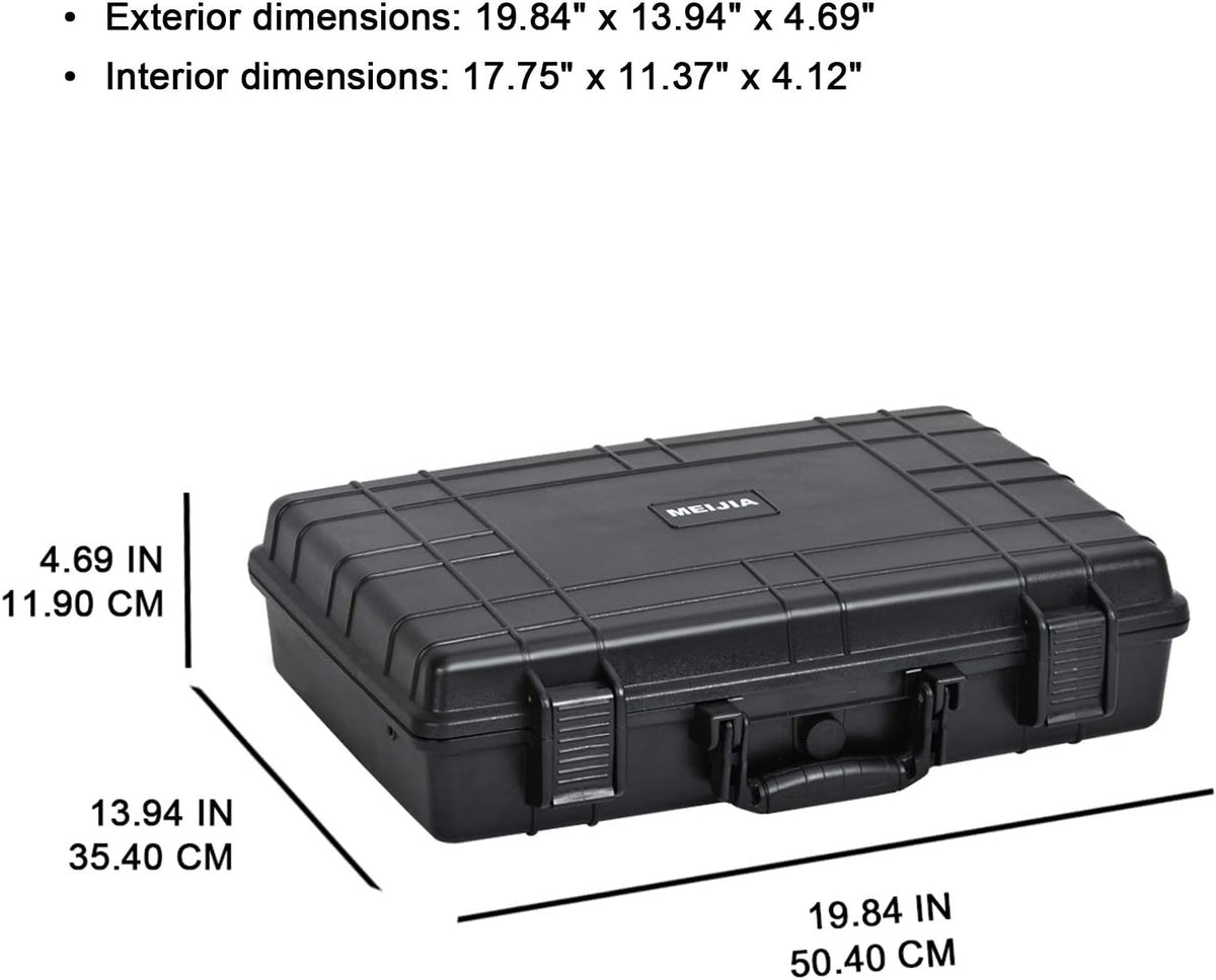 MEIJIA Portable Waterproof Protective Case,Hard Camera Case,Customized Fit Foam Inserted, Elegant Black,Fit for Camera, Equipments, Lens,Drones(Black)