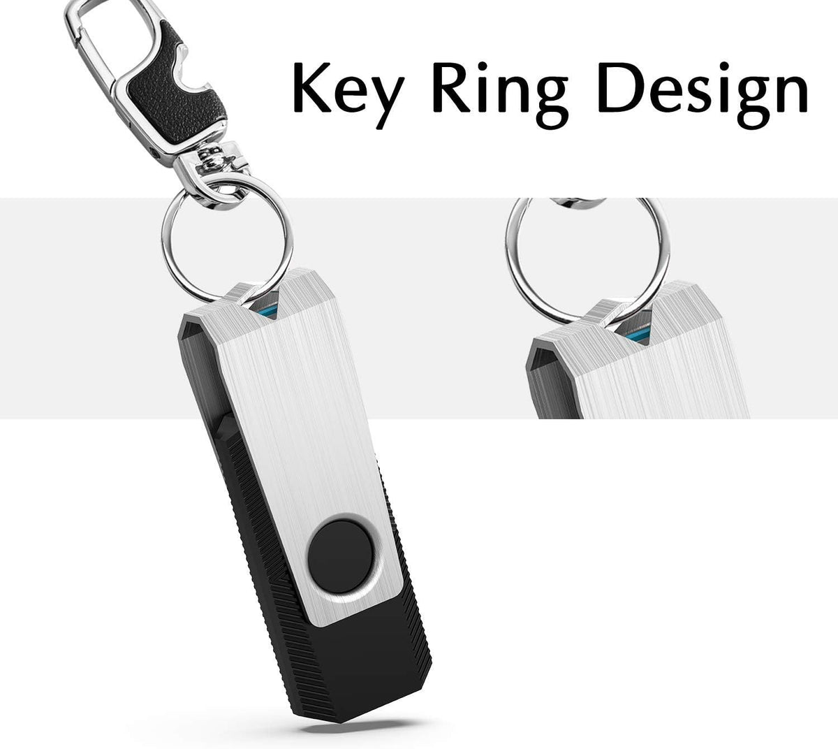 KEXIN 10 Pack USB Flash Drive - 64GB Thumb Drive with Swivel, Black (64GB, 10 Pack)