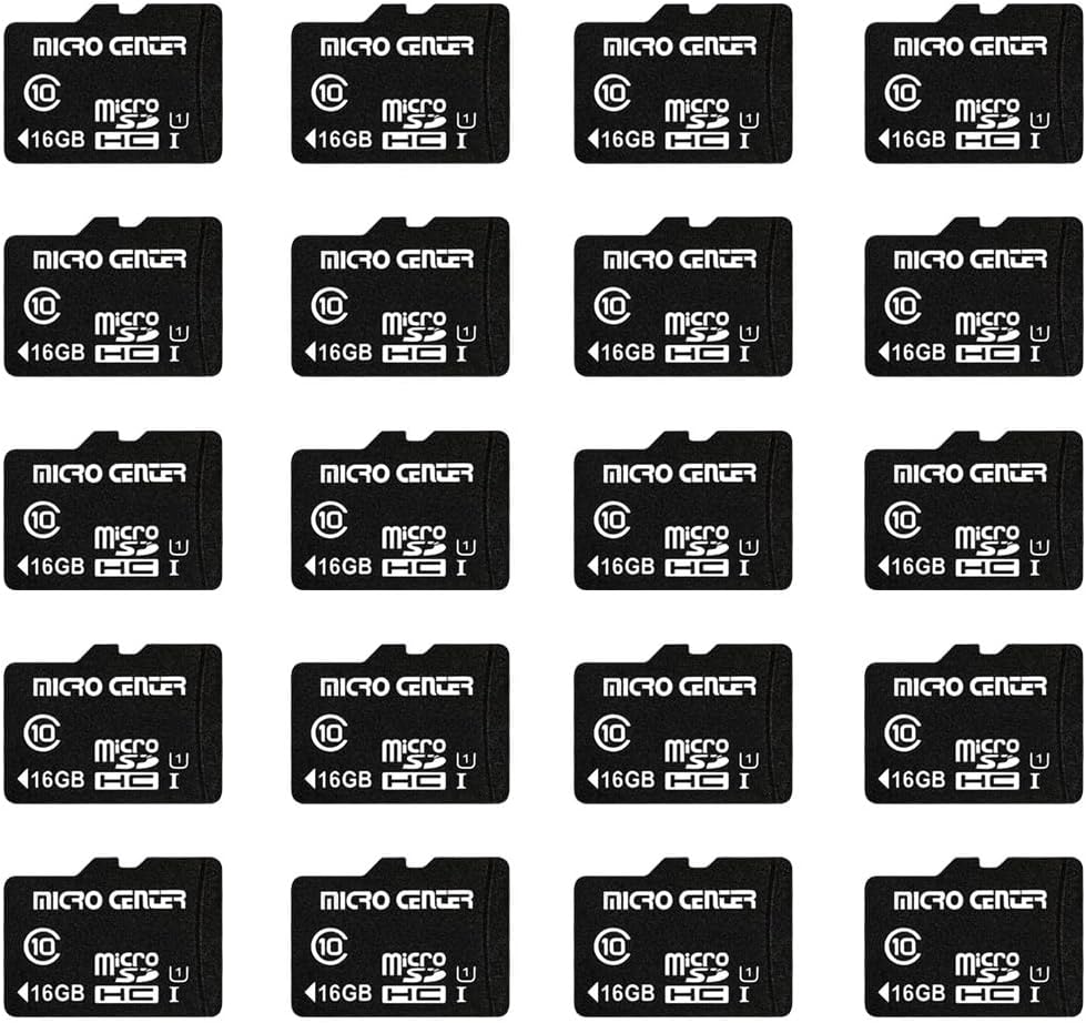Micro Center 16GB Class 10 Micro SDHC Flash Memory Card 20 Pack with Adapter for Mobile Device Storage Phone, Tablet, Drone & Full HD Video Recording - 80MB/s UHS-I, C10, U1 (20 Pack)