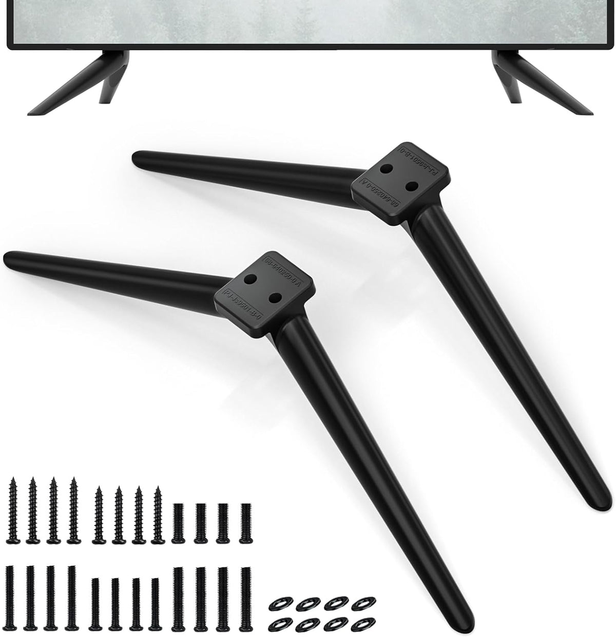65" 1 Set, 200 lbs Dinghosen TV Stand Legs for TCL Roku TV, Modern Black Metal, Supports Up