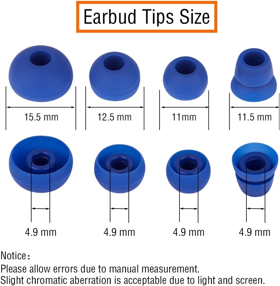 4 Pairs Silicone Earbud Tips Replacement Eartips Earbuds Eargels Earpads Compatible with Powerbeats 1/2/3 Wireless Beats by Dre Headphones(Dark Blue)