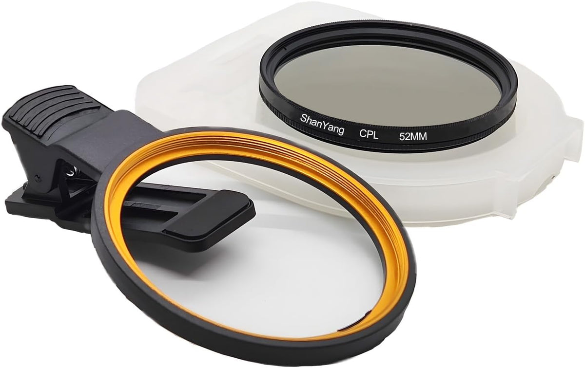 52mm Clip-on CPL Phone Camera Lens Filter, Polarized Camera Lens CPL Filter for iPhone 16 15 Pro Max Plus 14 13 Pro Max Mini 12 11 X XS Galaxy