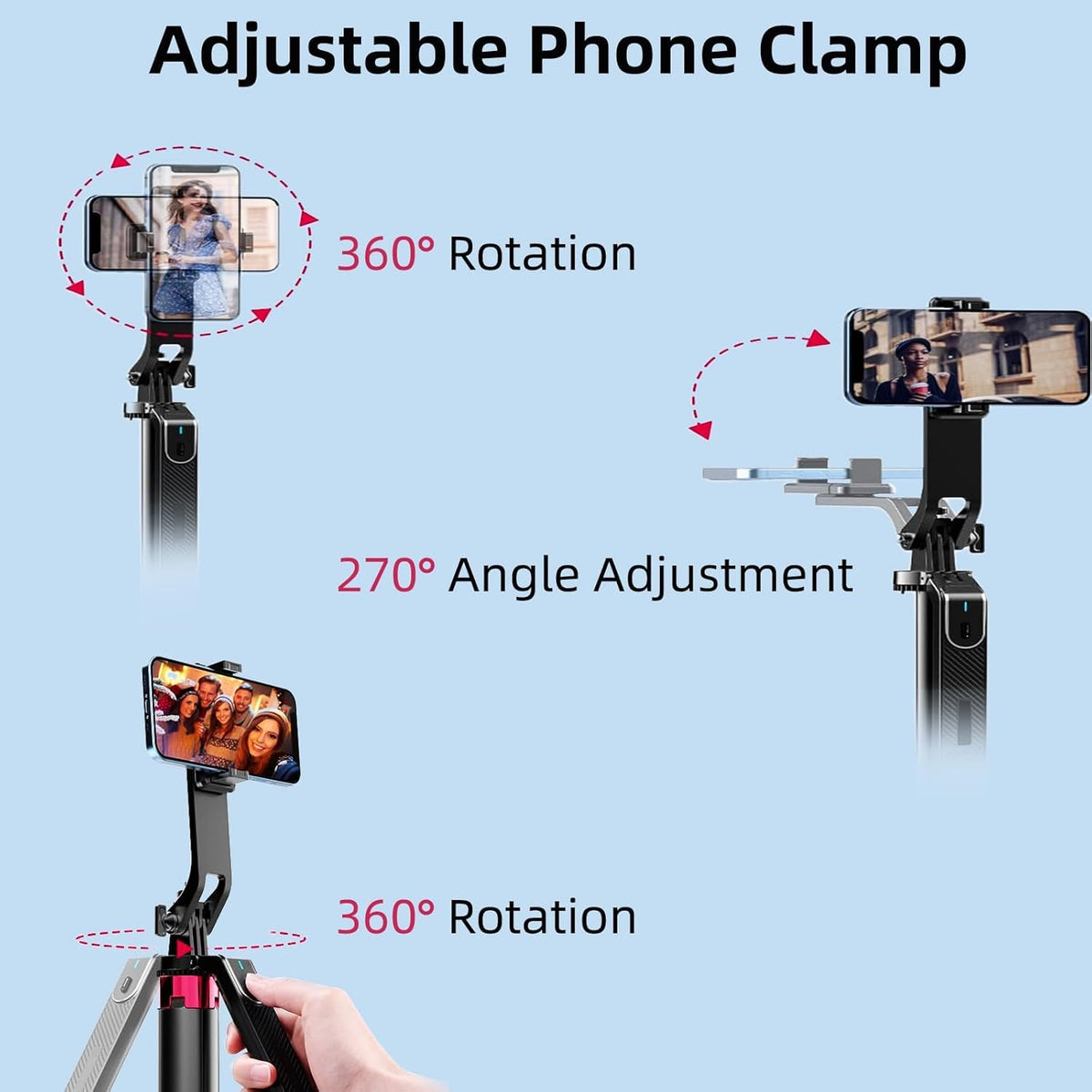 WOVTE 71" Selfie Stick with 2 Lights, Extendable Stand for iPhone, Selfie Stick with Remote, Portable Phone Tripod for Cell Phone Compatible with iPhone/Android, Camera & GoPro