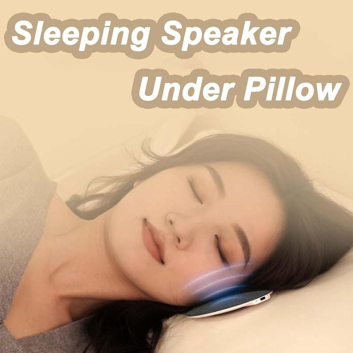 Generic Under Pillow Speaker for Sleeping,Sleep Pillow Speaker, Mini Ultra-Thin Pillow Wireless Speaker with White