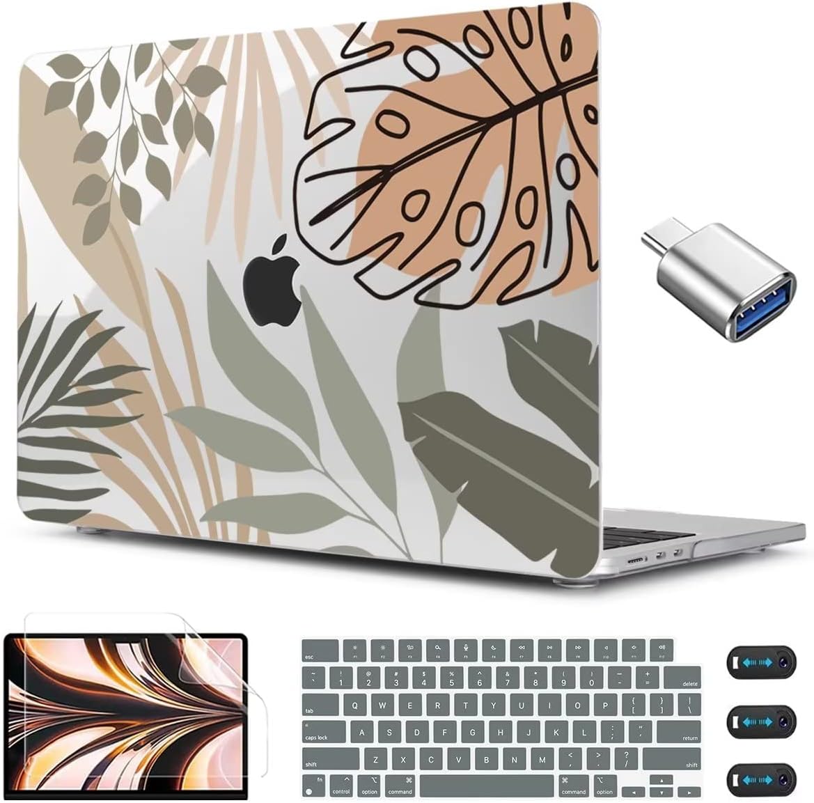 CISSOOK Compatible with MacBook Air 13.6 inch Case 2025 2024 2022 Release A3240 A3113 A2681, Tropical Hard Shell Case with Keyboard Cover for MacBook Air 13 inch M2 M3 M4 Chip