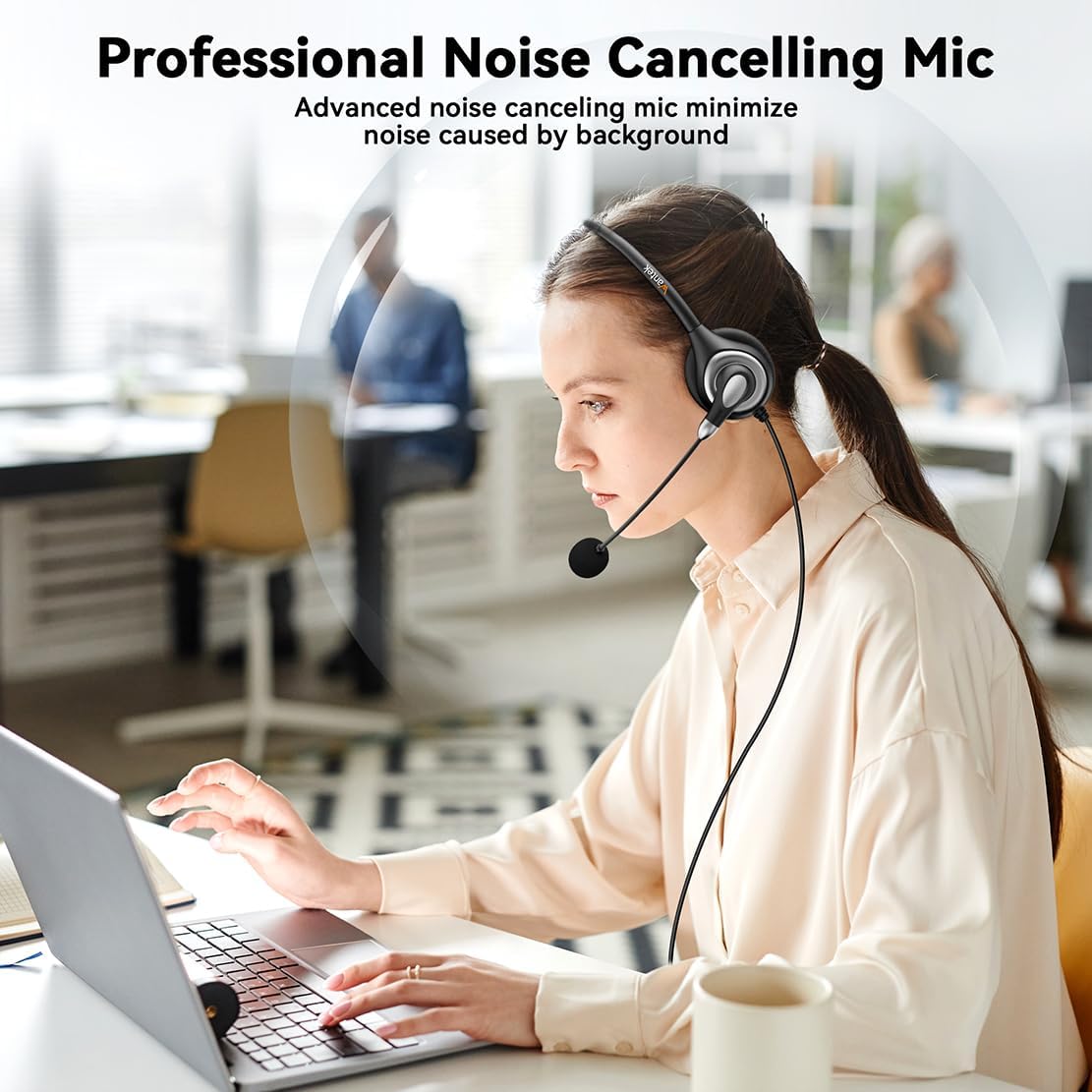 Wantek Headset with Microphone for PC Wired Headphones - USB C 3.5mm Headsets with Noise-Cancelling Microphone for Laptop