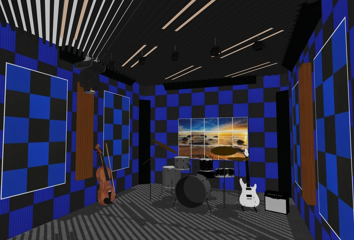 96 Pack Black/BLUE 12 "X 12 "X1" Acoustic Panels Studio Soundproofing Foam Wedge Tiles,