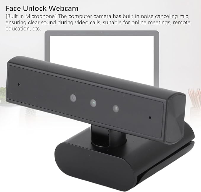 ASHATA Face Recognition Webcam Wins 10 and 11 5MP 85 Degree View Face Unlock Computer Camera with Mic for Desktop Computer Laptop Meeting Video Calls etc.