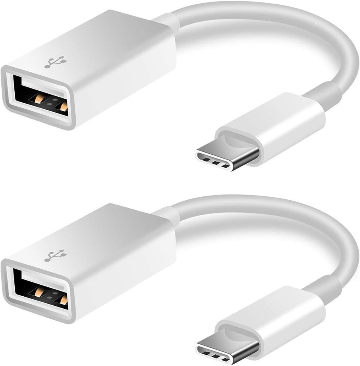 FLEAVER USB C to USB Adapter [2 Pack],Type-C OTG Cable Type C Male to USB A Female Adapter Compatible with Pro/Air 2019 2018 2017,S20 S20+ Ultra Note 10 S9 S8 (White)