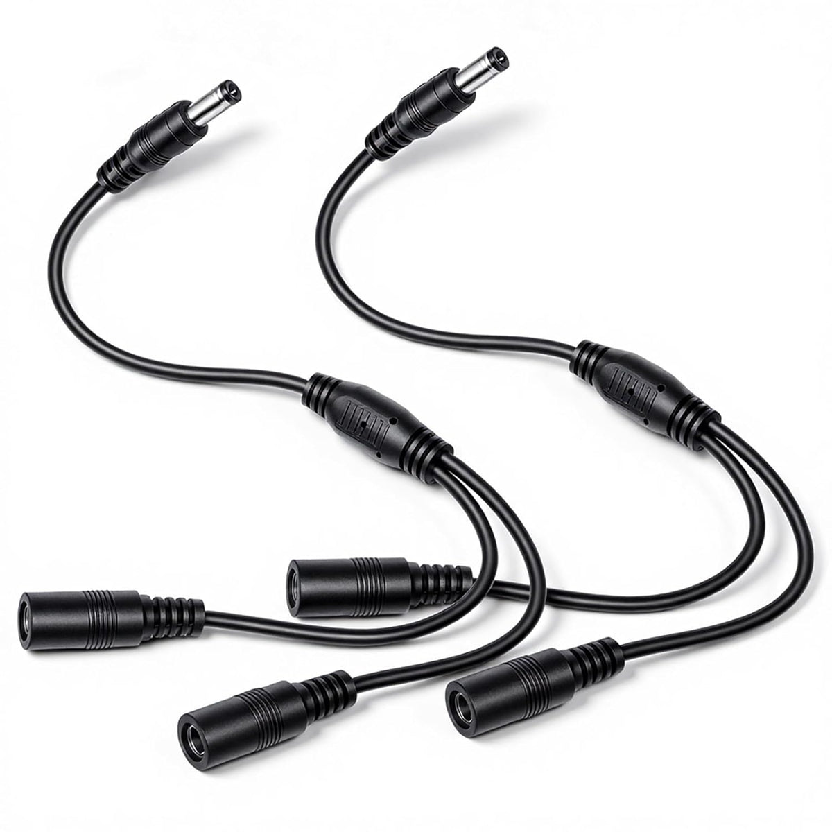 FdcZeyxior 2 Pack 1 2 5.5mm 2.1mm 2-Way Male to Female Power Cord Splitter x Extension Cord Splitter DC Power Supply