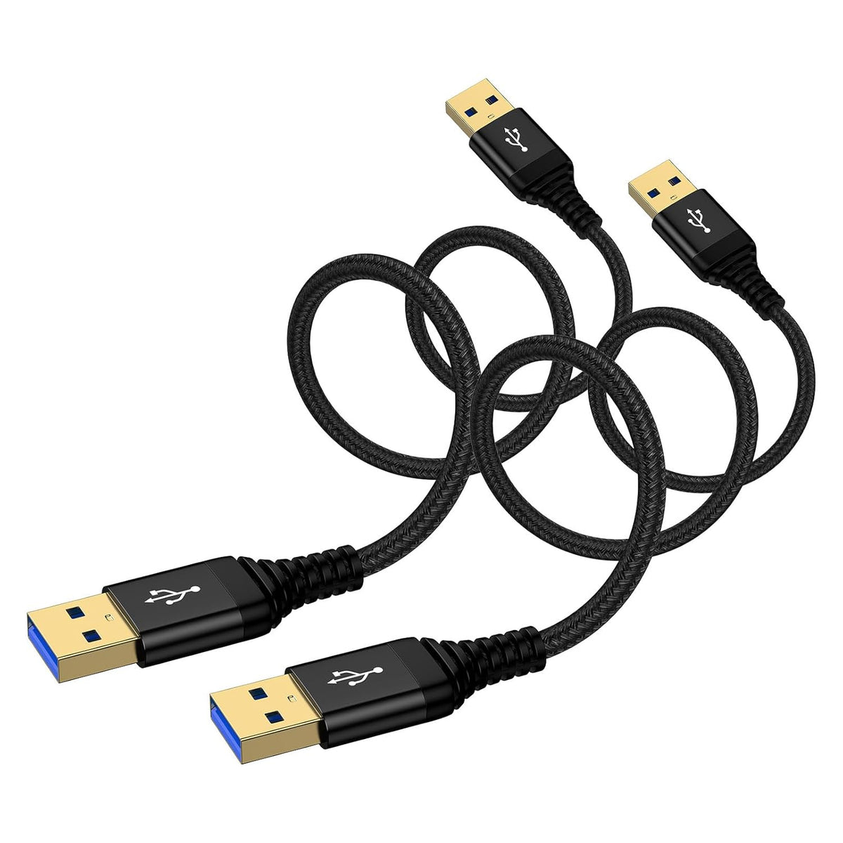 6FT, 2 Pack USB3.0 Set USB to USB Cable USB-A to USB-A Cord Male to Male USBCable Double Side A to A Data Transfer Cord